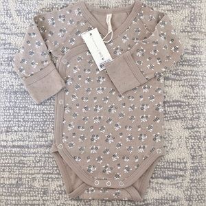 Quincy Mae 3-6 month organic pointelle floral kimono onesie NWT